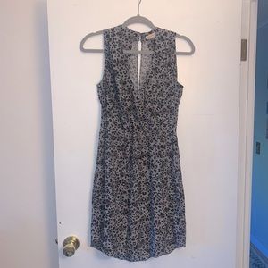 Rebecca Taylor leopard print silk dress. Gray, black, teal size 4